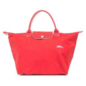 Longchamp Le Pliage Club Medium Top Handle Nylon Tote VERMILLION Red New